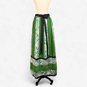 Green Velvet & Brocade Maxi Skirt